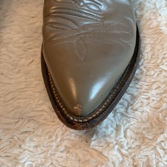 Justin Cowboy Boots Gray Leather Round Toe Size 7.5 - Picture 10 of 10